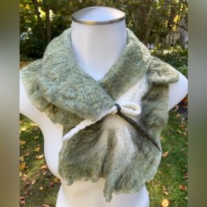 Gorgeous Green Wet Felted Wool Scarf